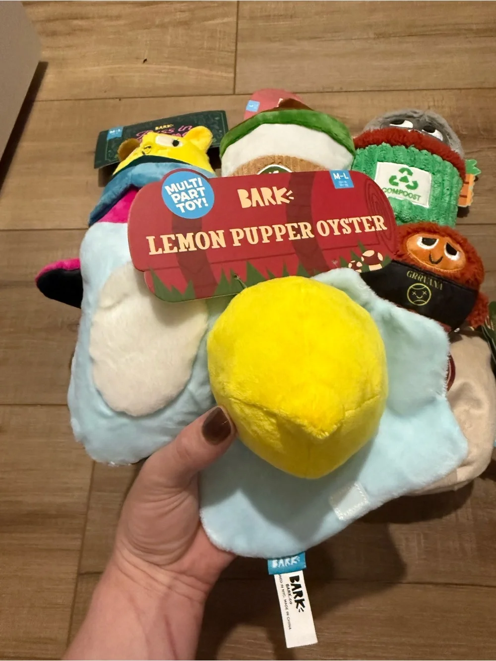 NWT BARK Plush Dog Toy Bundle – Pink, Yellow, Green, Blue, White, Brown
